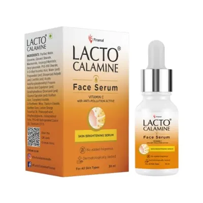 Lacto Calamine Vitamin C Face Serum with 98% Pure Vitamin C Complex & Niacinamide | Brightens Skin, Reduces Dark Spots & Hyperpigmentation | at ₹206
