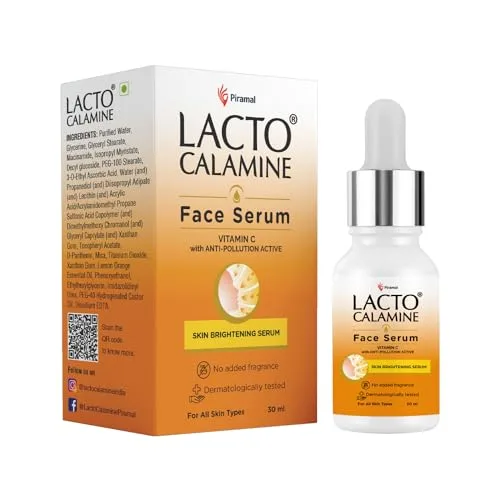 Lacto Calamine Vitamin C Face Serum with 98% Pure Vitamin C Complex & Niacinamide | Brightens Skin, Reduces Dark Spots & Hyperpigmentation | at ₹206