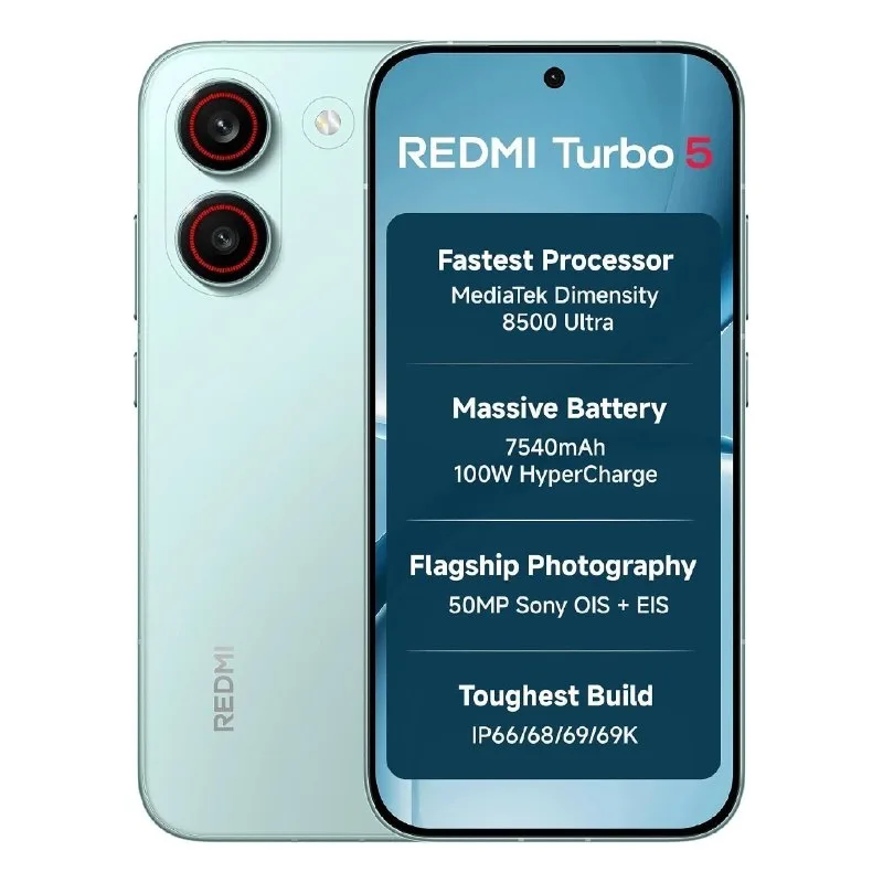 REDMI Turbo 5 (12GB + 256GB) Nitro Blue | Dimensity 8500 Ultra | Mega 7540mAh Battery at ₹45,999