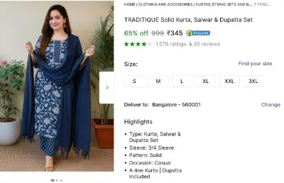 Kurta set with dupatta at 345rs at ₹345