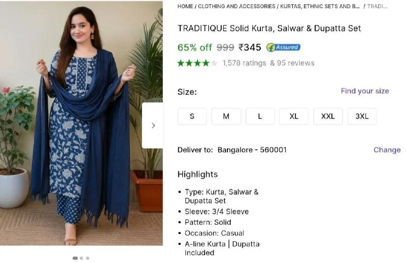 Kurta set with dupatta at 345rs at ₹345