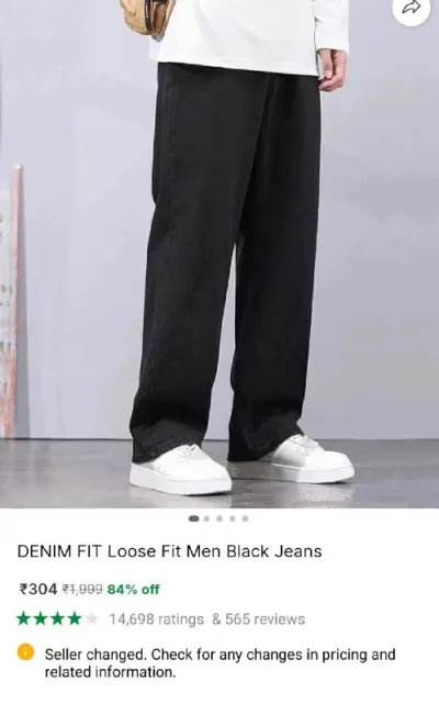 Loose Fit Men's Black Jeans at ₹304