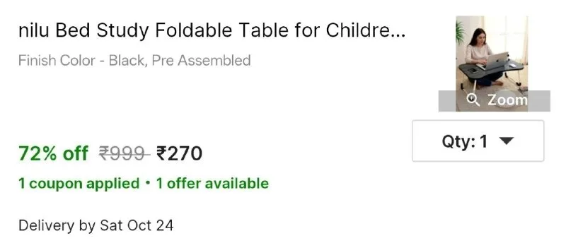 nilu Bed Study Foldable Table for Children at ₹270