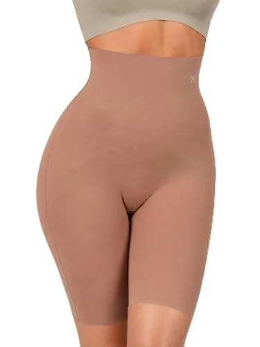 Krvvy Shaper Shorts for Women | Waist, Hip & Thigh Smoothing, Seamless Mid-Thigh Fit | Mocha | L-XL at ₹1,349