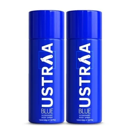 Ustraa Blue Spray Deodorant For Men - 2 X 150Ml | Cool, Aquatic Fragrance | Boosts Freshness | Fights Bad Odour, Prevents Itching & Irritati at ₹233