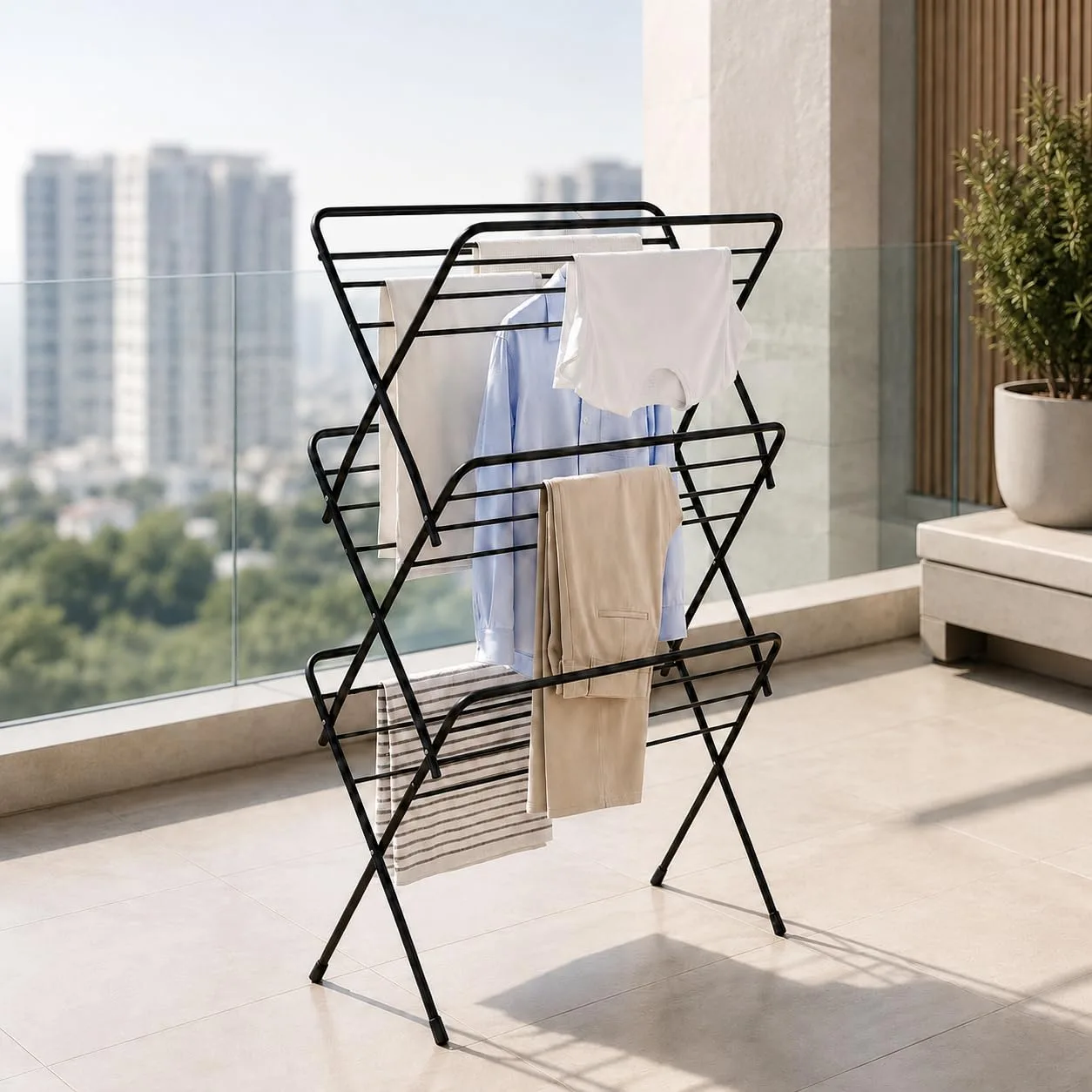 Lifelong Foldable Alloy Steel Cloth Drying Stand for Balcony at ₹1,044