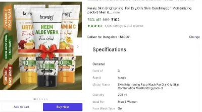 Facewash Combo (Pack of 3) at ₹102