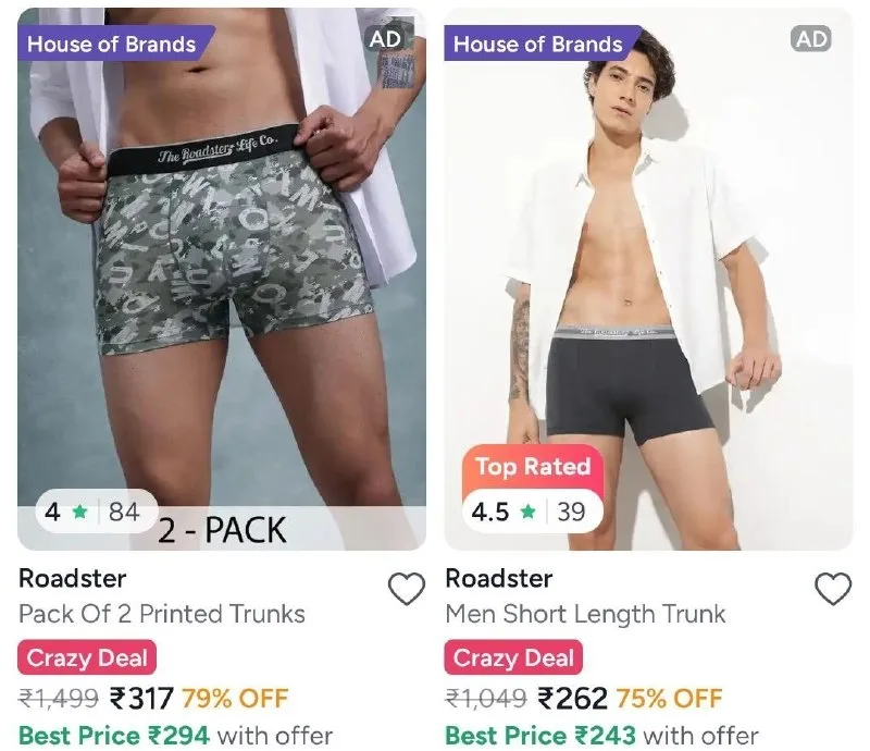 Mast&Harbour + Roadster + HRX _ Boxer, Briefs Under 329