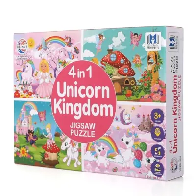 RATNA'S 4 in 1 Unicorn Kingdom Jigsaw Puzzle for Kids |A Perfect Puzzle for Little Hands | 4 x 35 Pieces Jigsaw Puzzle, Multicolor at ₹144