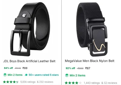 Men Leather Belt at ₹69