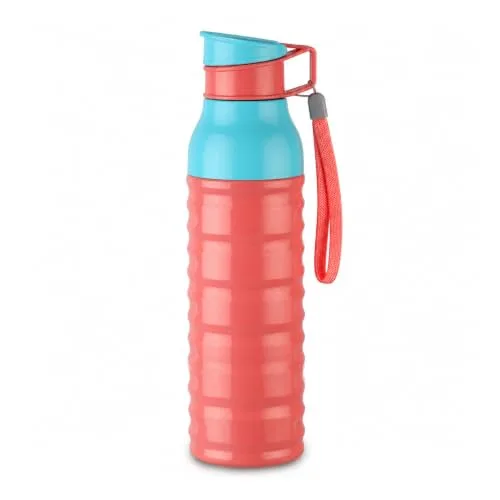 CELLO Puro Steel-X Delta 600 PU Insulated Water Bottle for Office 550 ml Pink | Wide Mouth Easy to Carry with Strap Leak Proof Flip Top Lid  at ₹202