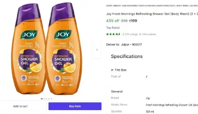 Joy Fresh Mornings Refreshing Shower Gel (2 x 250 ml) at ₹199