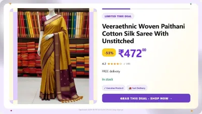 Woven Paithani Cotton Silk Saree at ₹472