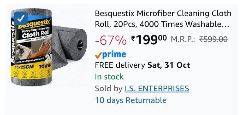 Microfiber Cleaning Cloth Roll at ₹199