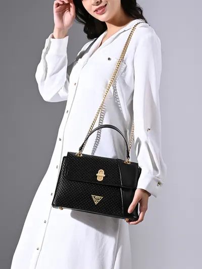 LAVIE Signature Orlando Solid Synthetic Leather Medium Structured Satchel Bag at ₹1,599
