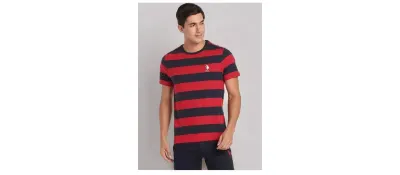 U.S. POLO ASSN. Men's I688 Crew Neck Striped Lounge T-Shirt at ₹399