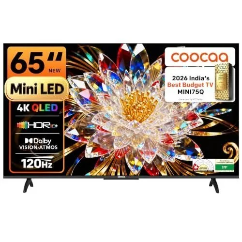 coocaa 164 cm (65 inches) 4K Ultra HD Smart Mini LED QLED Google TV 65MINI75Q at ₹39,249