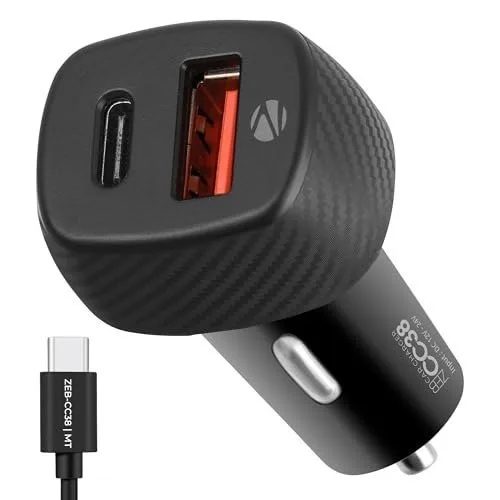 ZEBRONICS CC38 Car Charger with 38 Watts Rapid Charge, Dual Output Ports (USB + Type C PD), Compact Design, Built in Protections, LED Indica at ₹178