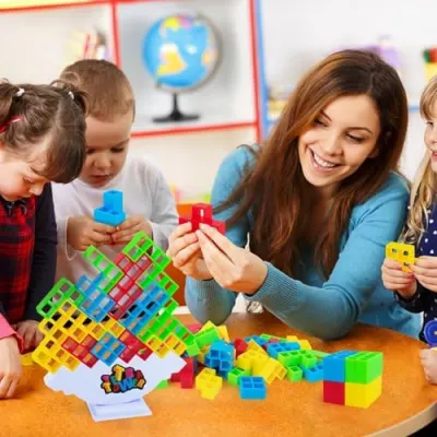 Tetra Tower Game 32 Pcs (4 Shapes) Stack Tower Blocks with at ₹135