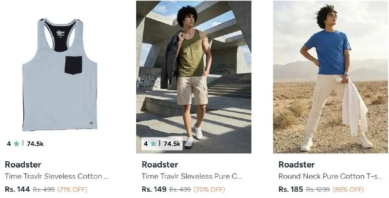 Upto 89% Off On Roadster Clothing