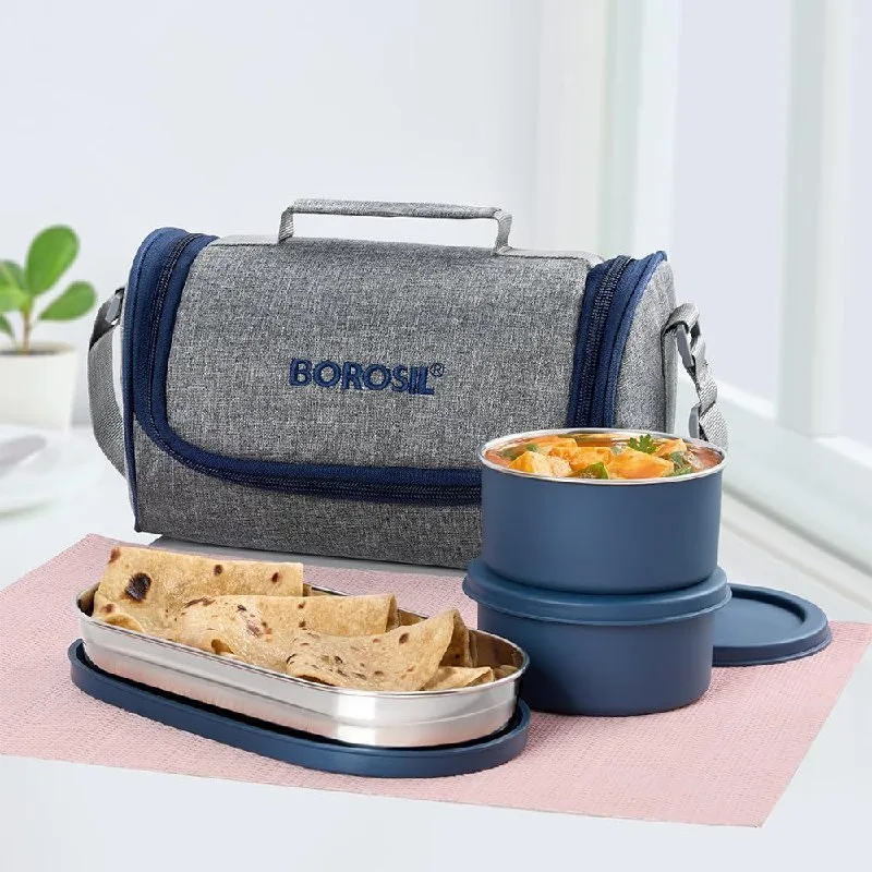 Borosil Microwave Safe Steel Lunch Box with Bag for Office Men & Women at ₹779