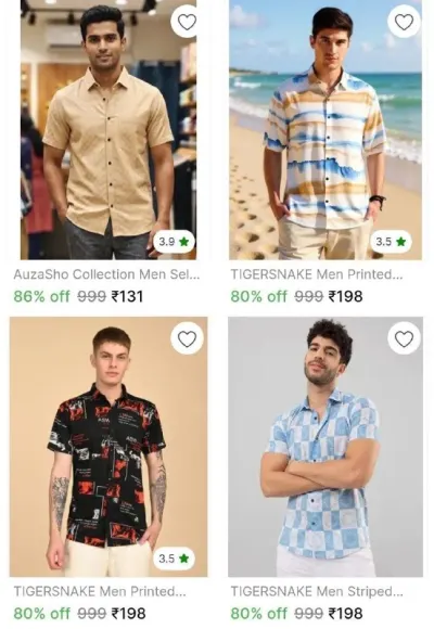 Flat 86% Off on Mens Shirts