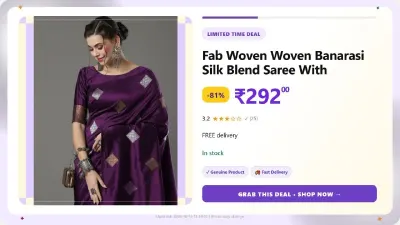 Banarasi Silk Blend Saree with Unstitched Blouse at ₹292