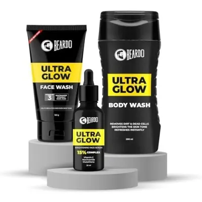Beardo Alpha Glow Up Kit for Men – Bodywash, Face Serum & Facewash | Brightening, Nourishing & Hydrating Skincare Combo | Deep Cleanse & Glo at ₹583