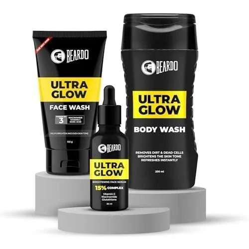 Beardo Alpha Glow Up Kit for Men – Bodywash, Face Serum & Facewash | Brightening, Nourishing & Hydrating Skincare Combo | Deep Cleanse & Glo at ₹583