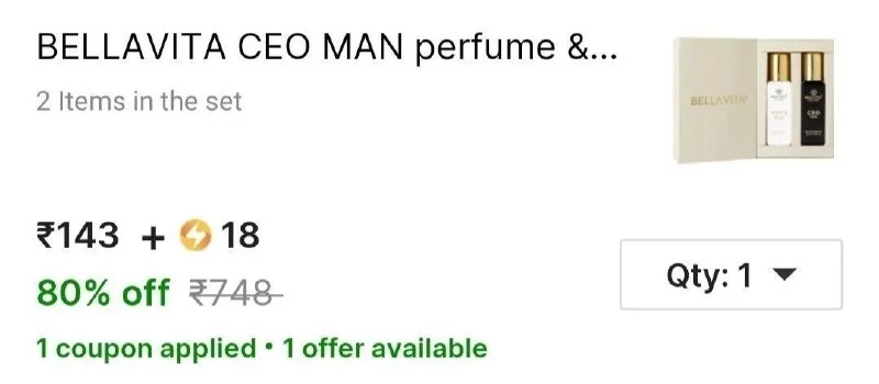 BELLAVITA CEO MAN perfume & WHITE OUD perfume combo| Citrus & Woody Notes |Long Lasting at ₹143