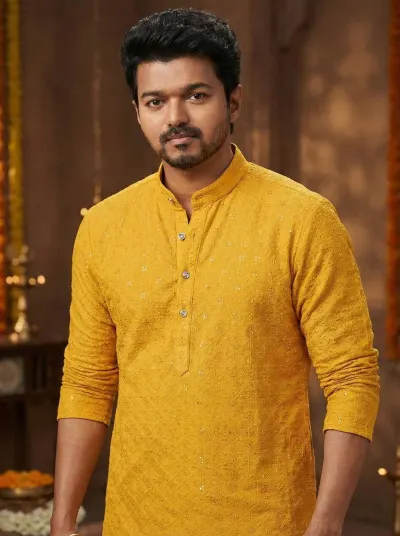 Men's Chikan Embroidery Straight Kurta at ₹408