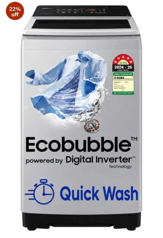 Samsung 7 kg, 5 Star, Eco Bubble Technology at ₹15,490
