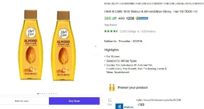 HAIR & CARE With Walnut & Almond Hair Oil (1000 ml) at ₹208