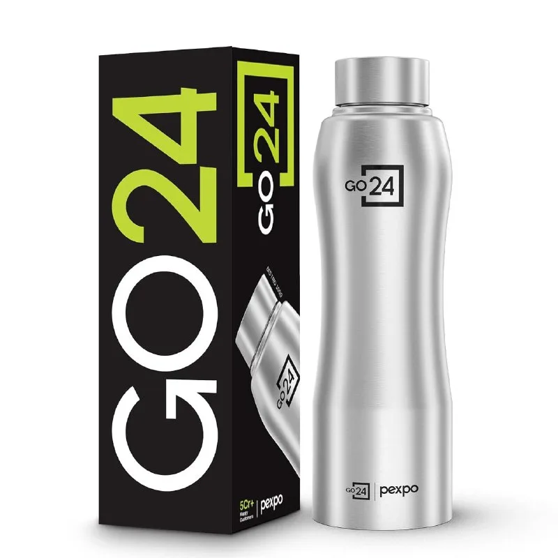 Go24 pexpo Stainless Steel Water Bottle Bistro Silver 1000ml at ₹233