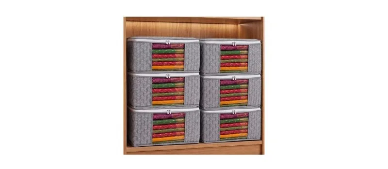 BSB HOME Non-Woven Saree Cover and Clothes Storage Organizer with Transparent Window & Zipper Closure, Foldable Wardrobe Storage Bag for Sar at ₹319