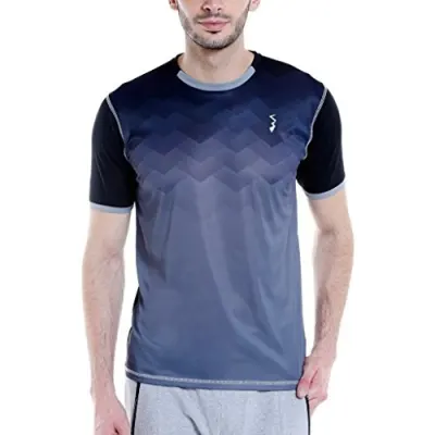 CAHOOT Men's Navy Blue Ombre Dri-Fit Activewear T-Shirt Regular Fit for Casual Wear | Structured T-Shirt Crafted with Comfort Fit and High-P at ₹99