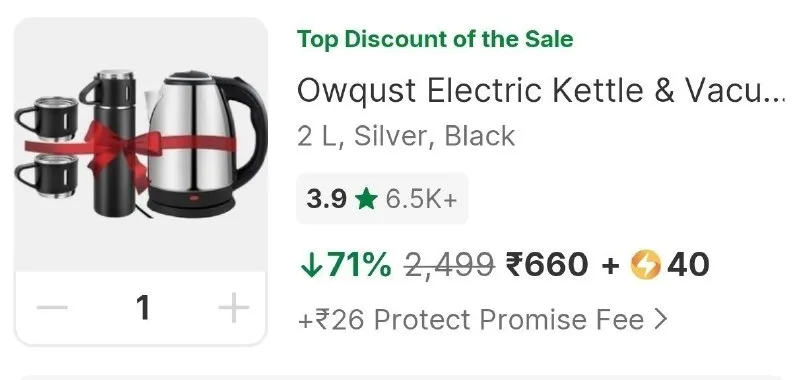 Kettle + Vacuum Flask at ₹660