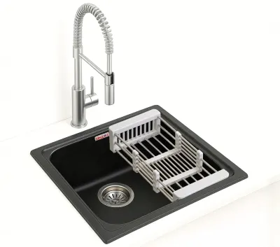 Granite Quartz Kitchen Sink (21x19x8, Midnight Black) at ₹1,451