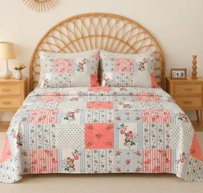 VAS COLLECTIONS Cloud Cotton Double Bedsheet 180 TC | Soft & Breathable Cotton Bedding Set with 2 Pillow Covers | Elegant Floral Printed Bed at ₹244