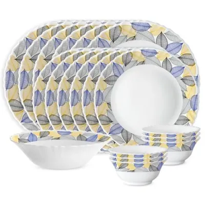 Larah by Borosil 19 Pieces Kora Opalware Dinner Set for Family of 6 at ₹949