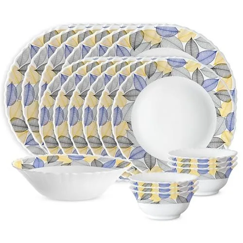 Larah by Borosil 19 Pieces Kora Opalware Dinner Set for Family of 6 at ₹949
