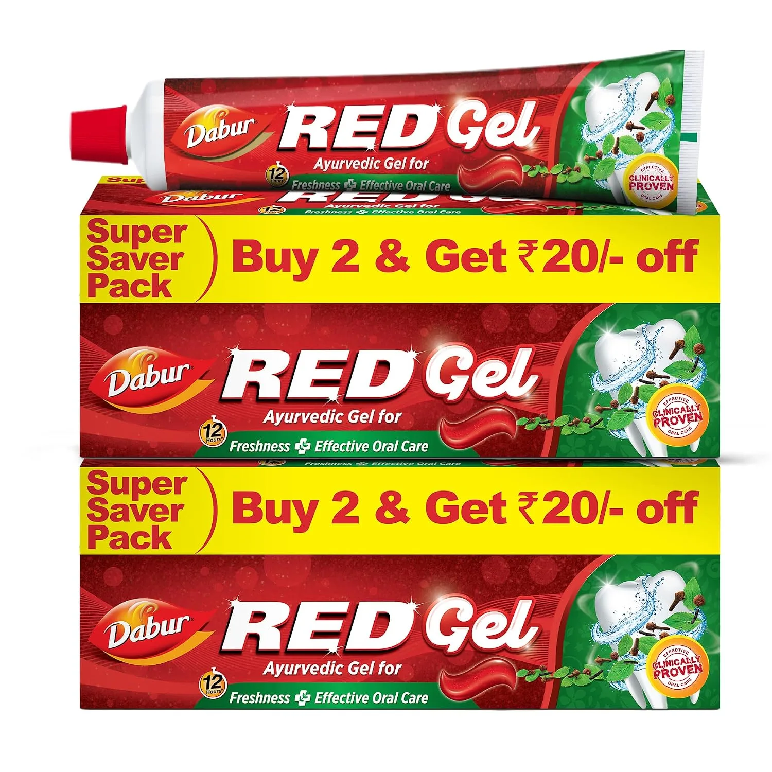Dabur Red Gel Ayurvedic Toothpaste - 600g (150g x 4) at ₹174