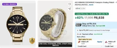 A/X ARMANI EXCHANGE Hampton Analog Watch at ₹6,154