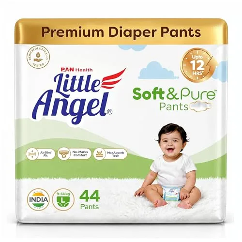 Little Angel Soft & Pure Premium Baby Diaper Pants | Large (L) - 44 Count (9-14 Kgs) | With BreathableAir Layers for Rash-Free Comfort, Ligh at ₹660