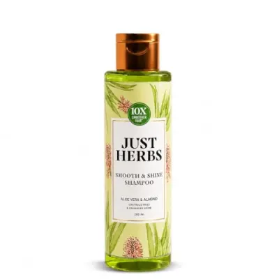 Just Herbs Smooth & Shine Shampoo for Dry and Frizzy Hair| Aloe Vera, Almond, Rice Protein & 12 Herbs | 10X Smoother Hair From First Wash |  at ₹207
