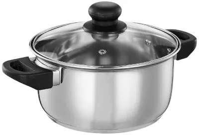 Amazon Brand - Solimo Stainless Steel Induction Bottom Dutch Oven with Glass Lid (20cm, 3 litres) at ₹656