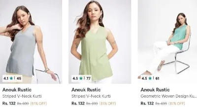 Anouk Rustic Women Kurta at ₹132