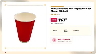 Bonkaso Double Wall Disposable Beer Glasses (480 ml) at ₹67
