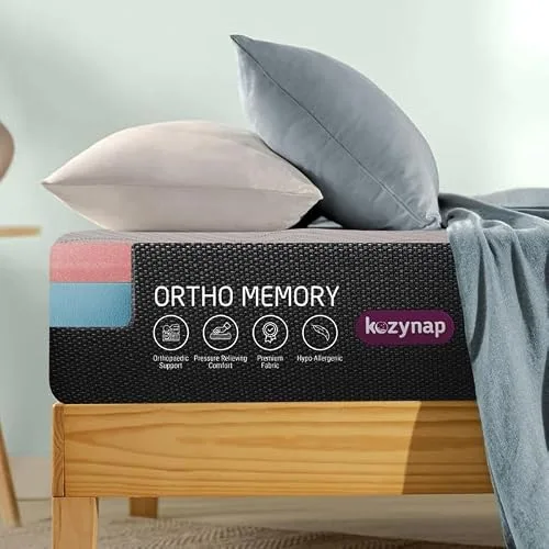 Kozynap Orthopedic Open Cell Memory Foam Mattress for Back Pain Relief Soft Resilience High GSM Fabric 6 Inch Zero at ₹9,117