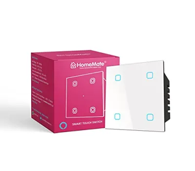 HomeMate Wi-Fi Smart 4 Gang Touch Switch (White, Pack of 1) | No Hub Required | Works with Amazon Alexa, Google Assistant & Siri at ₹928